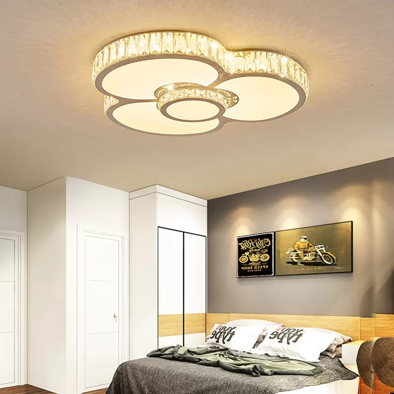 White Nursing Room Ceiling Light with Clear Crystal Acrylic LEDs