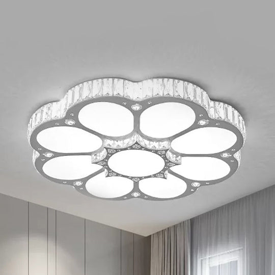 Kid's Crystal Acrylic LED Ceiling Lamp - White Circular Petal Design for Dining Room