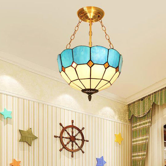 Mediterranean Blue Glass Indoor Chandelier - 12 Inch Width - Perfect for Foyer