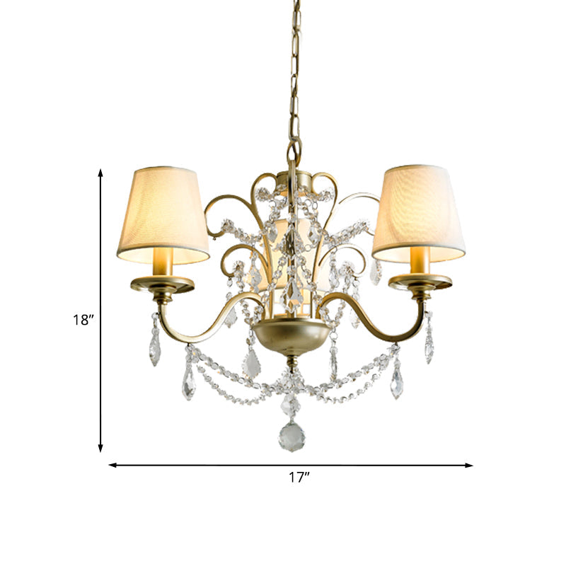 Gold Swag Suspension Light With Crystal Strand Chandelier Pendant Lamp - Countryside Elegance