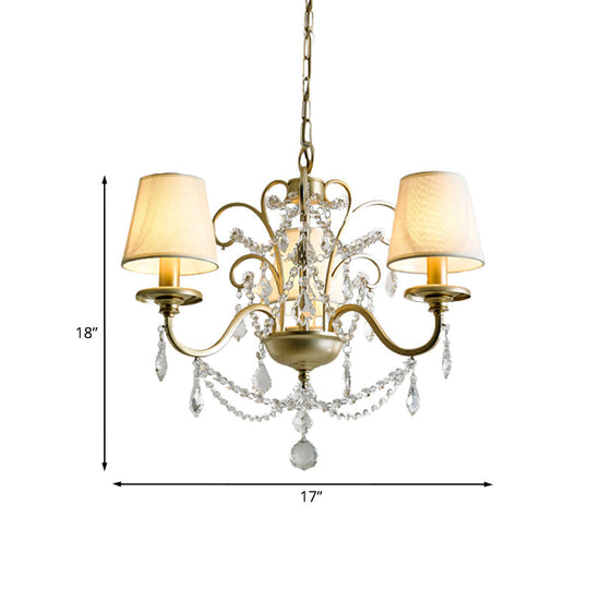 Gold Swag Suspension Light With Crystal Strand Chandelier Pendant Lamp - Countryside Elegance