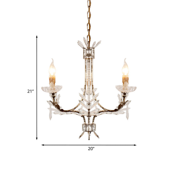 Ice Crystal 3-Head Candelabra Pendant Chandelier With Antiqued Rust Finish