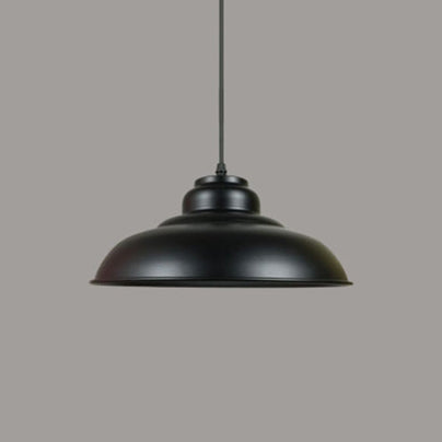 Retro Loft Dome Pendant Light - 1 Bulb Iron Ceiling Fixture For Kitchen Black Finish