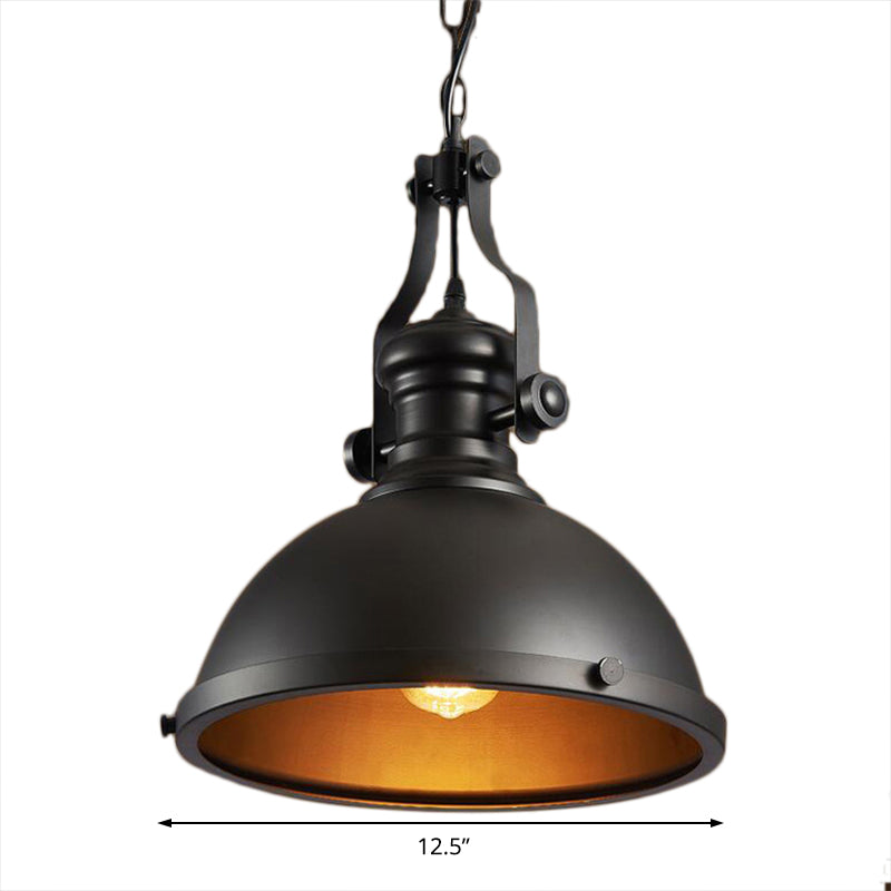 Industrial Style Metallic Pendant Light with Dome Shade - 1 Light Ceiling Fixture for Dining Room Hanging