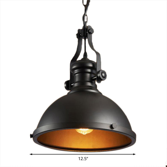 Industrial Style Metallic Pendant Light with Dome Shade - 1 Light Ceiling Fixture for Dining Room Hanging