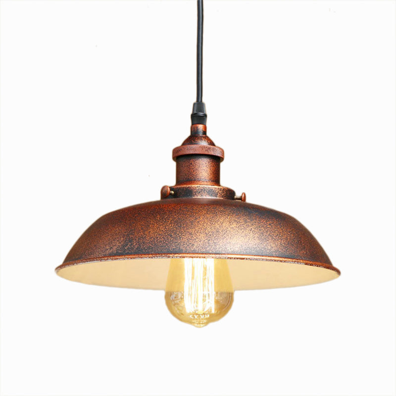 Antique Rustic Barn Hanging Ceiling Light - Adjustable Cord Pendant Lamp with Wrought Iron Finish