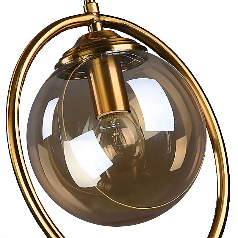 1-Light Glass Ball Pendant Ceiling Fixture with Ring Frame - Post-Modernist Design