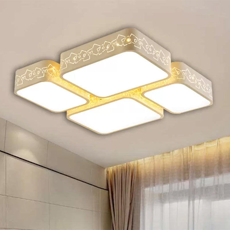 Modern LED Ceiling Flush Mount with White Acrylic Shade - Warm/White Lighting