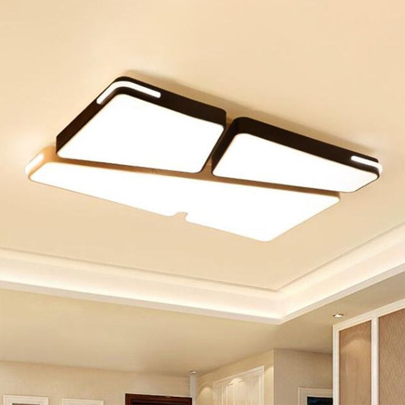 Modern White Flush Mounted Led Ceiling Light - Minimalistic Design 19.5/23.5 Width White/Warm