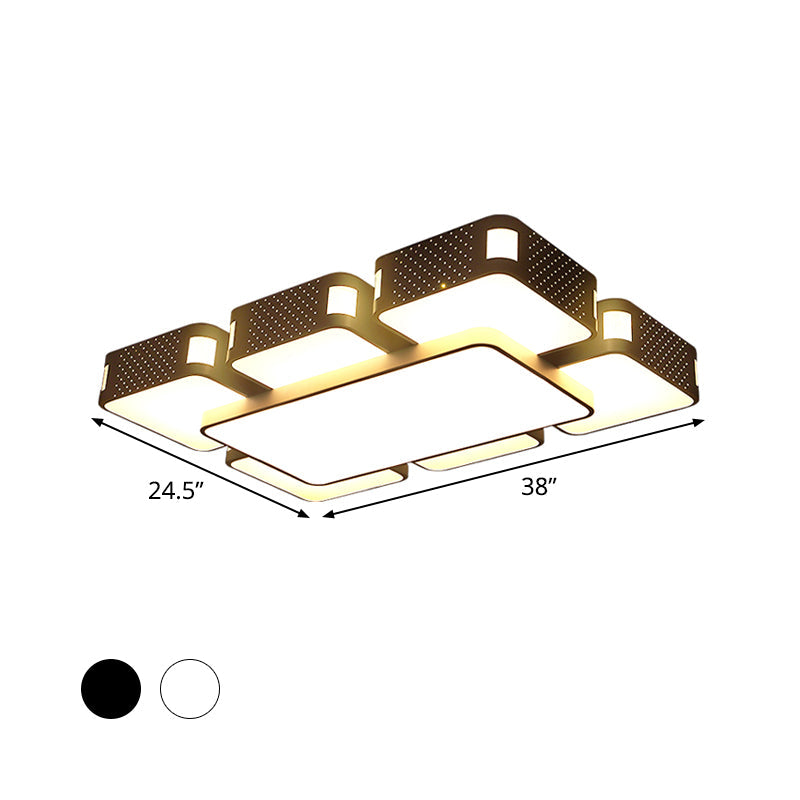 Modern Cube Flush Mount Lamp - 22/38/47 Acrylic Led Ceiling Light In Black/White