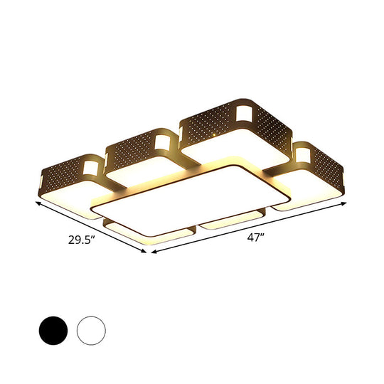 Plafonnier à LED en forme de cube moderne - 22"/38"/47" en acrylique noir/blanc