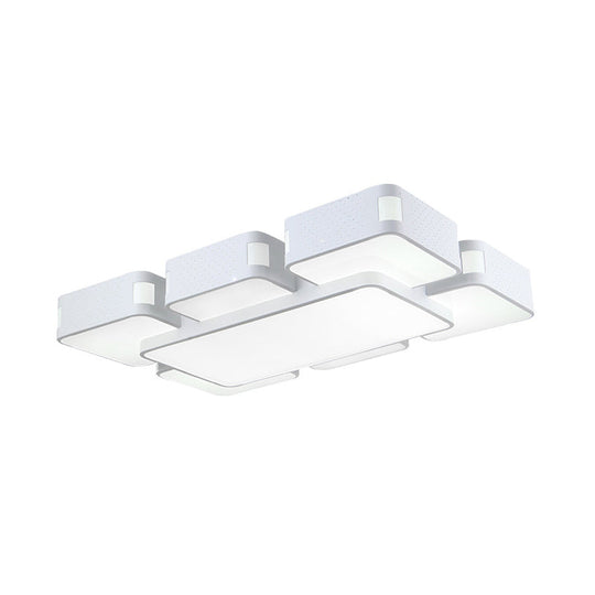 Modern Cube Flush Mount Lamp - 22/38/47 Acrylic Led Ceiling Light In Black/White