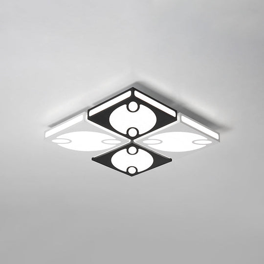 Contemporary Square Ceiling Mounted Light With Oval Pattern 19.5/23.5 W Led Flush Mount Lamp