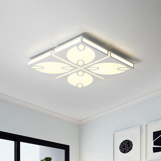 Contemporary Square Ceiling Mounted Light With Oval Pattern 19.5/23.5 W Led Flush Mount Lamp