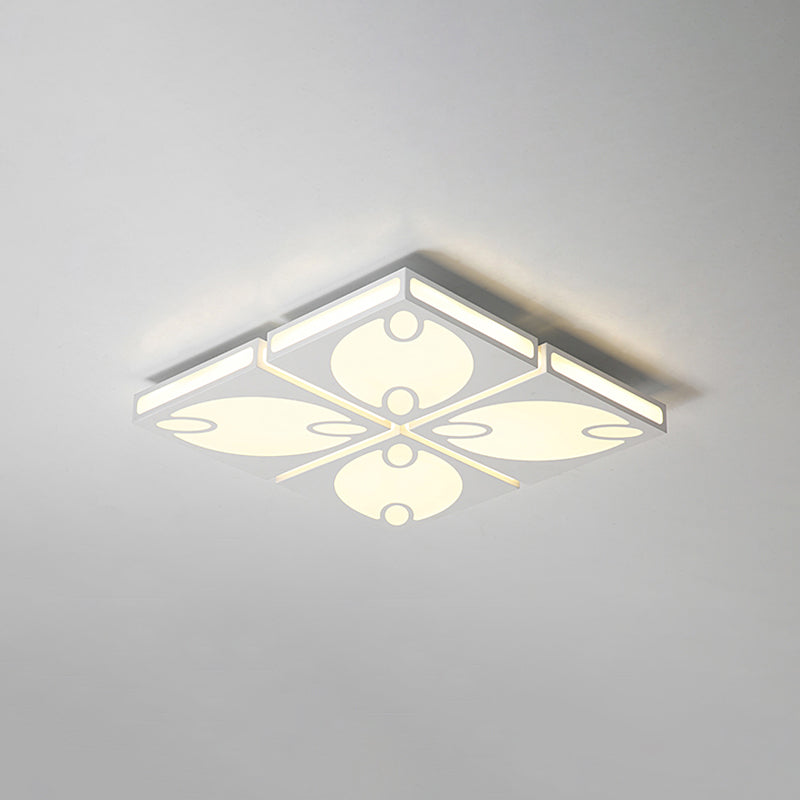 Contemporary Square Ceiling Mounted Light with Oval Pattern, 19.5"/23.5" W LED Flush Mount Lamp