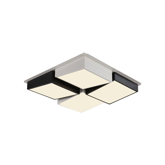 Modernist Square/Rectangle Flush Ceiling Light Acrylic LED Fixture - 24.5"/37" W Black/White, Warm/White Light