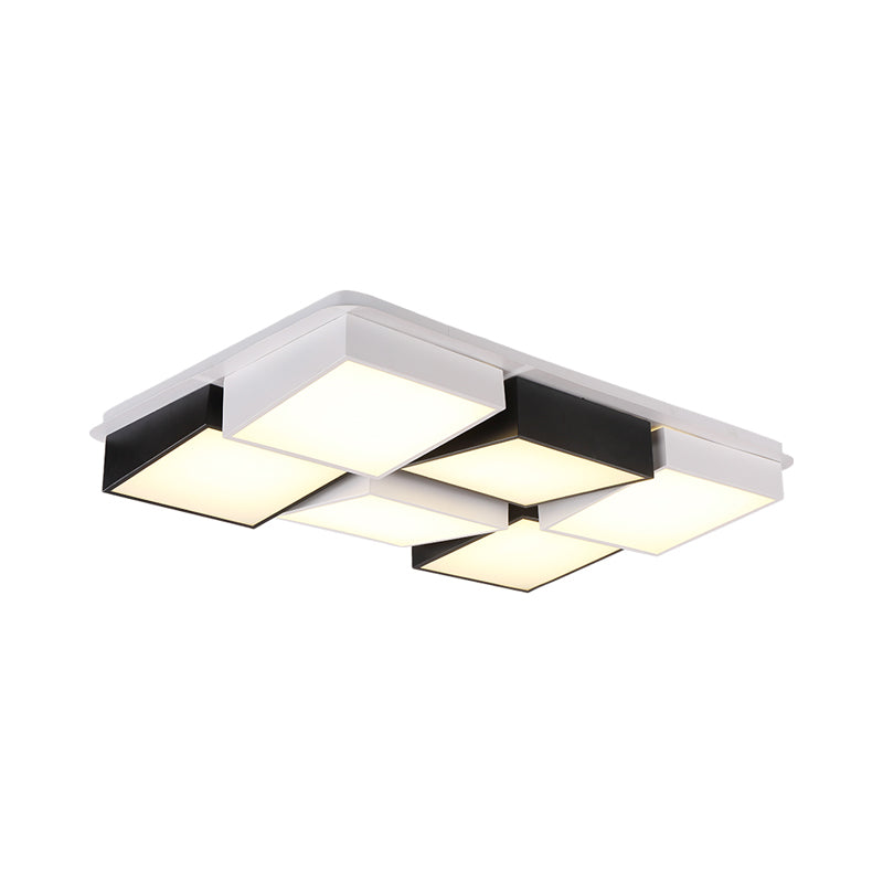 Modernist Square/Rectangle Flush Ceiling Light Acrylic LED Fixture - 24.5"/37" W Black/White, Warm/White Light