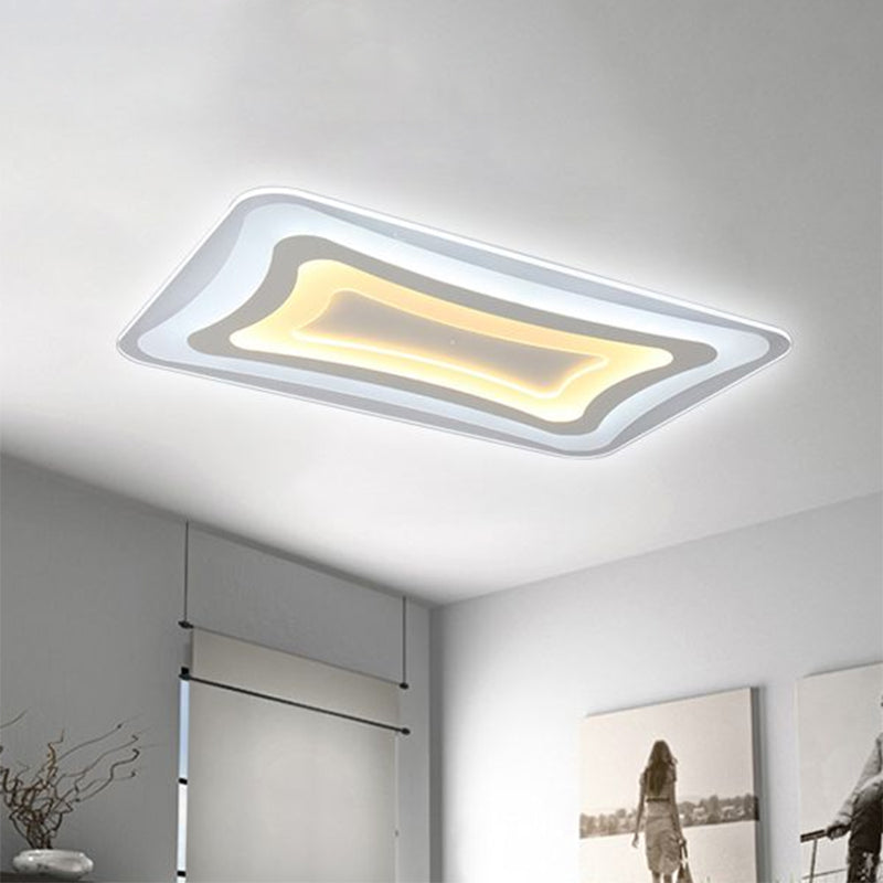 23.5"-47" Wide Rectangular Acrylic Flushmount LED White Ceiling Light in Warm/White Light