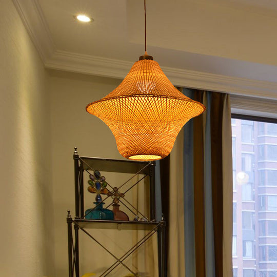 Handcrafted Bamboo Lantern Pendant Light - Asian-Inspired Hanging Lamp For Restaurants