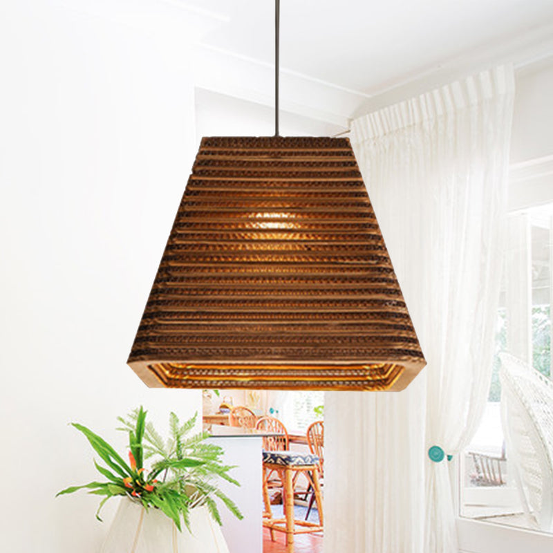 Asian Style Trapezoid Paper Pendant Lamp - Perfect For Dining Table