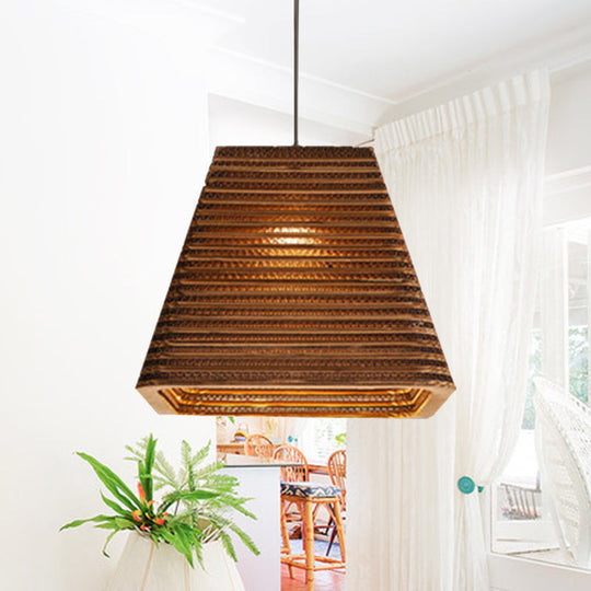 Asian Style Trapezoid Paper Pendant Lamp - Perfect For Dining Table