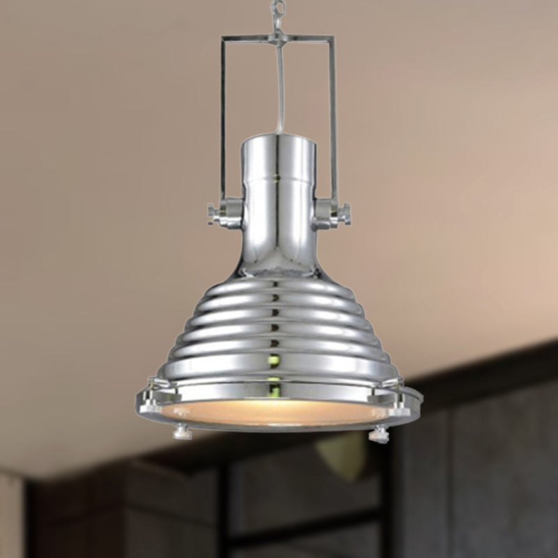 Industrial Metallic Cone Pendant Lamp - Bronze/Rust/Chrome Finish, 14"/16" Width, Hanging Ceiling Light