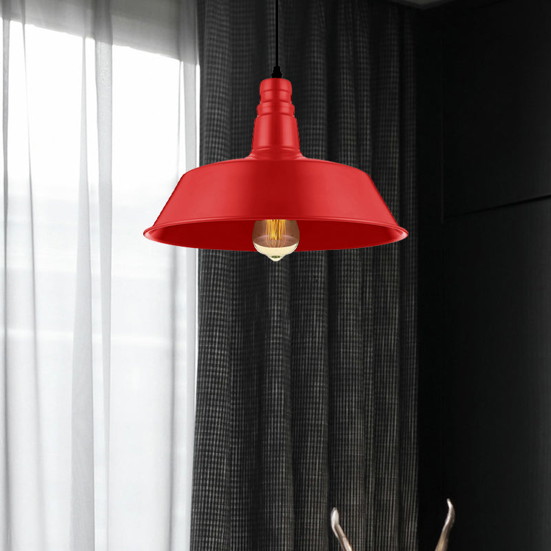 Industrial Style Metallic Pendant Lighting - 10"/14" Wide Barn Living Room - 1 Bulb Red/Green Ceiling Light Fixture