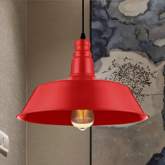 Industrial Style Metallic Pendant Lighting - 10"/14" Wide Barn Living Room - 1 Bulb Red/Green Ceiling Light Fixture