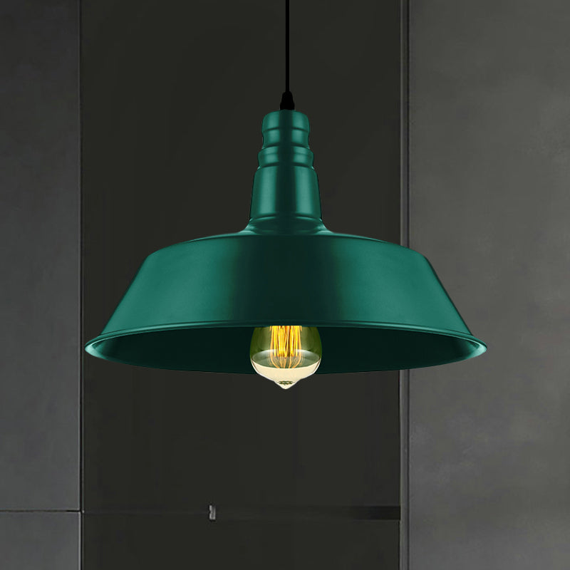 Industrial Style Metallic Pendant Lighting - 10"/14" Wide Barn Living Room - 1 Bulb Red/Green Ceiling Light Fixture