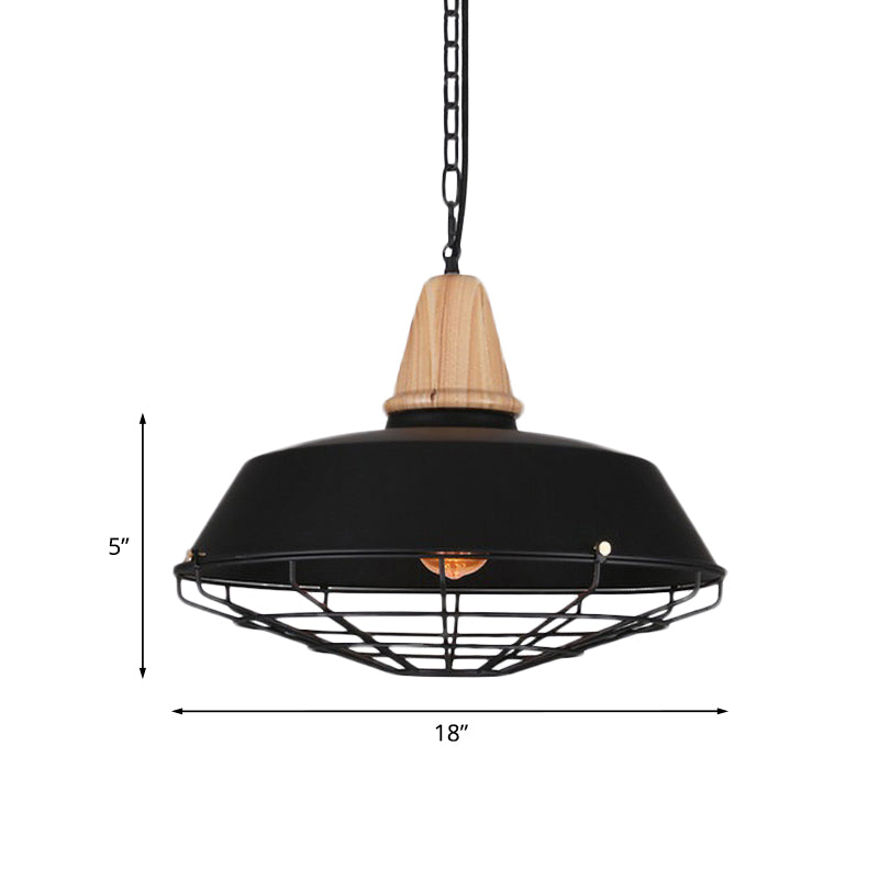 Retro Style Ceiling Pendant Light With Barn And Wire Guard - 1 Head 10/14/18 W Perfect For