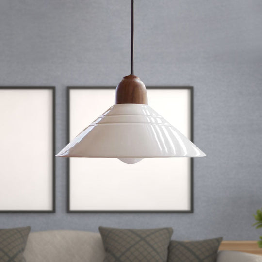 White Conic Pendant Lamp Modern Style Ceramic 1 Light Hanging Light Fixture for Dining Room