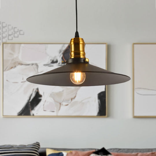 Metallic Cone Hanging Light - Industrial Style, Pack of 1/2/3, 8.5"/10" Wide, Black Finish