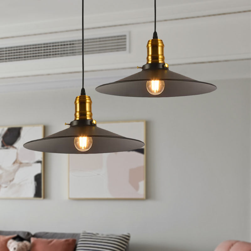 Industrial Style Cone Hanging Light Set - 1/2/3 Pack 8.5/10 Wide 1-Bulb Pendant In Metallic Finish