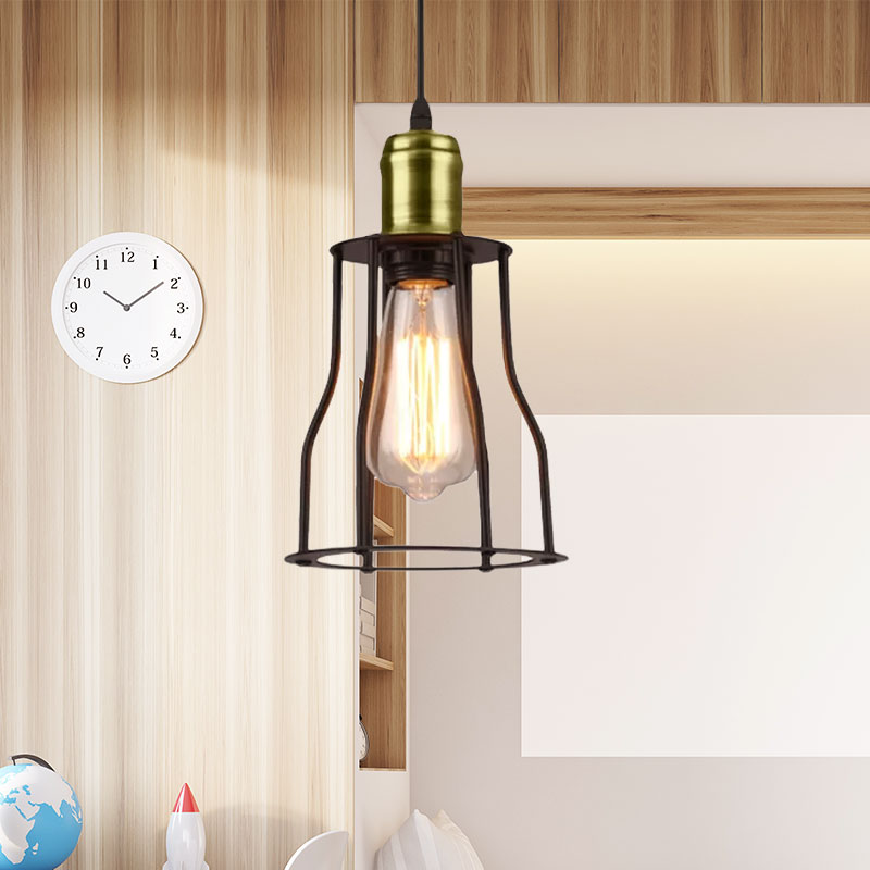 Bronze/Brass Industrial Mini Wire Cage Pendant Light For Living Room Bronze