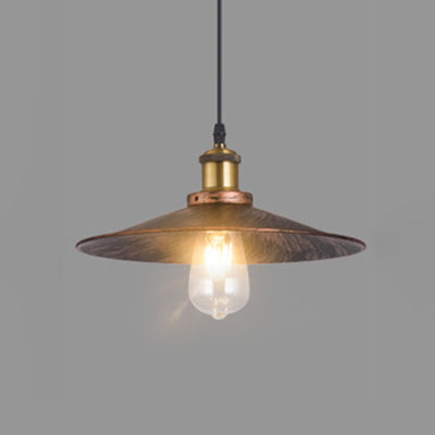 Industrial Rustic Rust Flared Pendant Light - Iron Ceiling Fixture 1-Light Indoor Décor