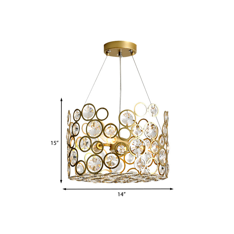 Modern Metal Chandelier with Crystal Bead Detail - 4-Bulb Ceiling Fixture for Dining Room