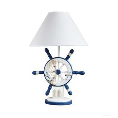 Nautical Style Rudder Desk Lamp - Adult Bedroom Reading Light White