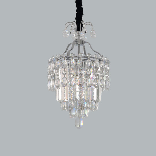 Modern 3-Bulb Hanging Crystal Chandelier Pendant Light Faceted Cut Chrome Finish