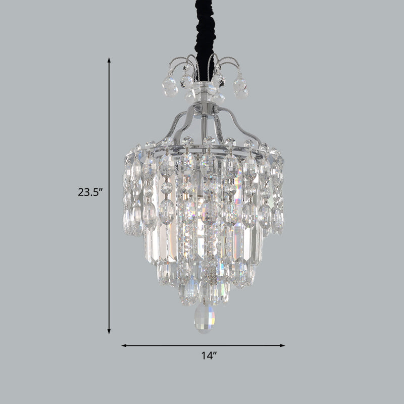 Modern 3-Bulb Hanging Crystal Chandelier Pendant Light Faceted Cut Chrome Finish