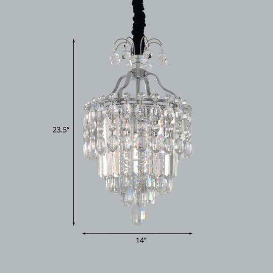 Modern 3-Bulb Hanging Crystal Chandelier Pendant Light Faceted Cut Chrome Finish