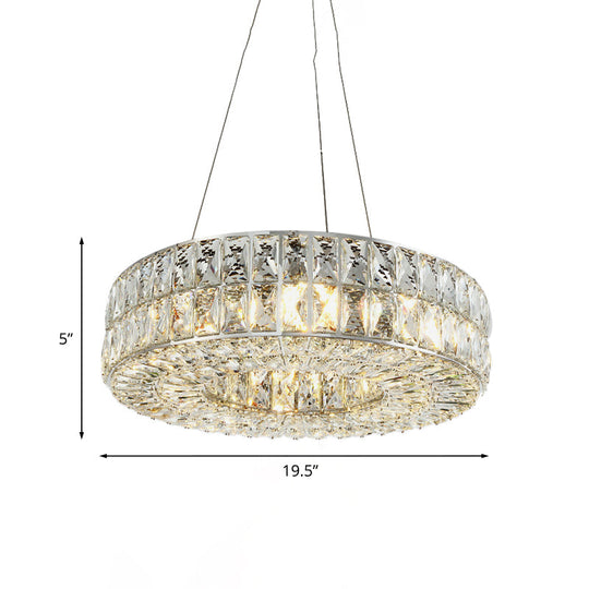 Minimalist Circle Crystal Chandelier Pendant Light With Beveled Prisms - 8-Bulb Dining Room Fixture