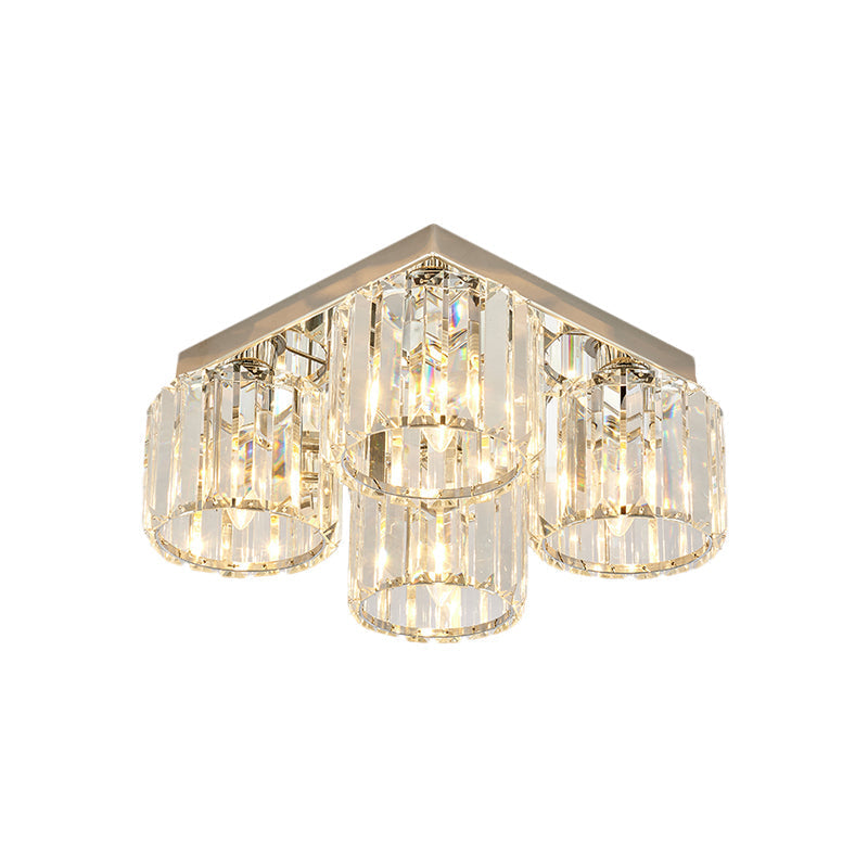 Modern Chrome Flush Mount Ceiling Lamp with Prismatic Crystal Bulbs