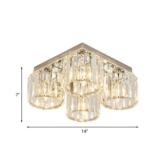 Modern Chrome Flush Mount Ceiling Lamp with Prismatic Crystal Bulbs