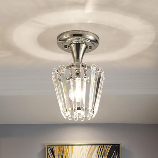 Crystal Semi Flush Mount Ceiling Light in Chrome with Minimalist Design