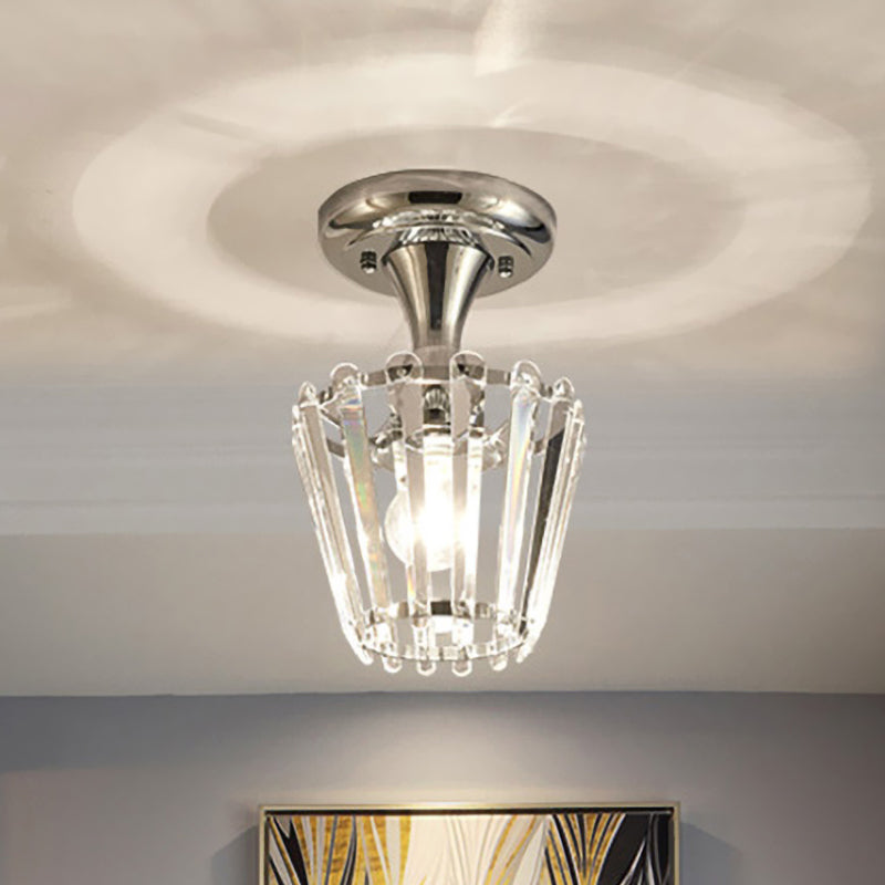 Crystal Semi Flush Mount Ceiling Light In Chrome With Minimalist Design