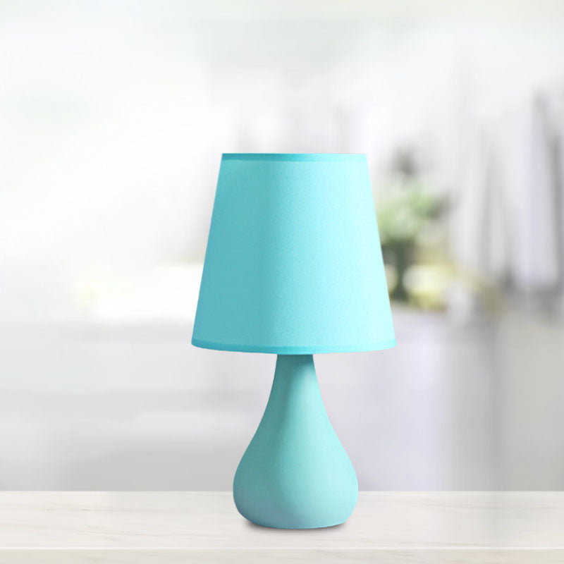 Blue/Pink Ceramic Urn Table Lamp - Nordic Style Night Reading Light With Fabric Shade