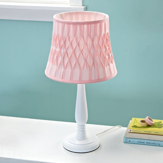 Macaron Barrel Shaped Book Light In Pink/Purple/Green - 1 Bulb Nightstand Lamp For Bedroom