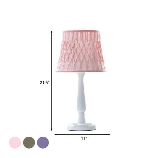 Macaron Barrel Shaped Book Light In Pink/Purple/Green - 1 Bulb Nightstand Lamp For Bedroom