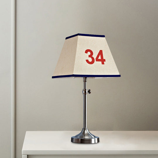 Contemporary Metal Table Lamp With Number Pattern For Bedroom - Beige Night Lighting