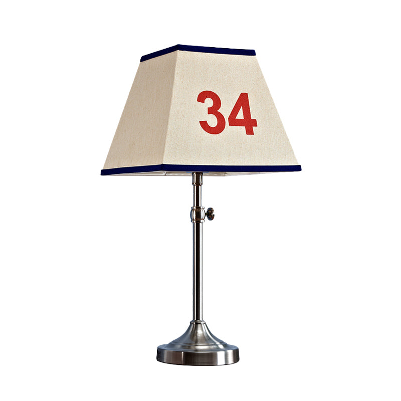 Contemporary Metal Table Lamp With Number Pattern For Bedroom - Beige Night Lighting